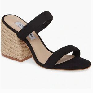 STEVE MADDEN Black Suede Slide Espadrille Sandals